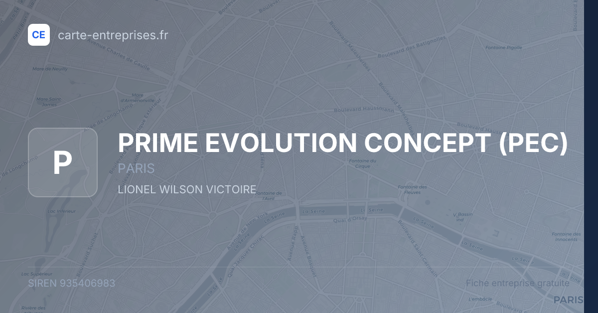 PRIME EVOLUTION CONCEPT (PEC) — 935406983 — fiche entreprise