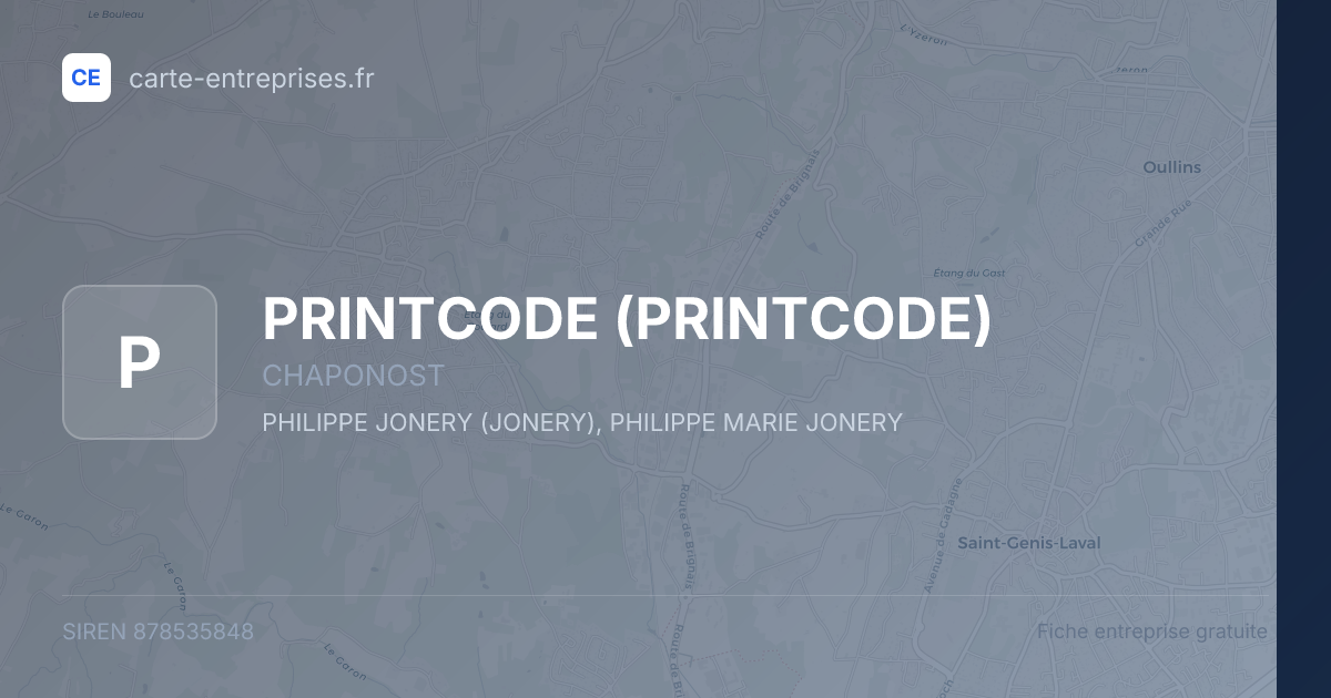 PRINTCODE — 878535848 — fiche entreprise