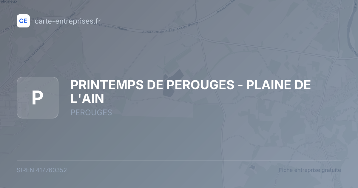 PRINTEMPS DE PEROUGES - PLAINE DE L'AIN — 417760352 — fiche entreprise