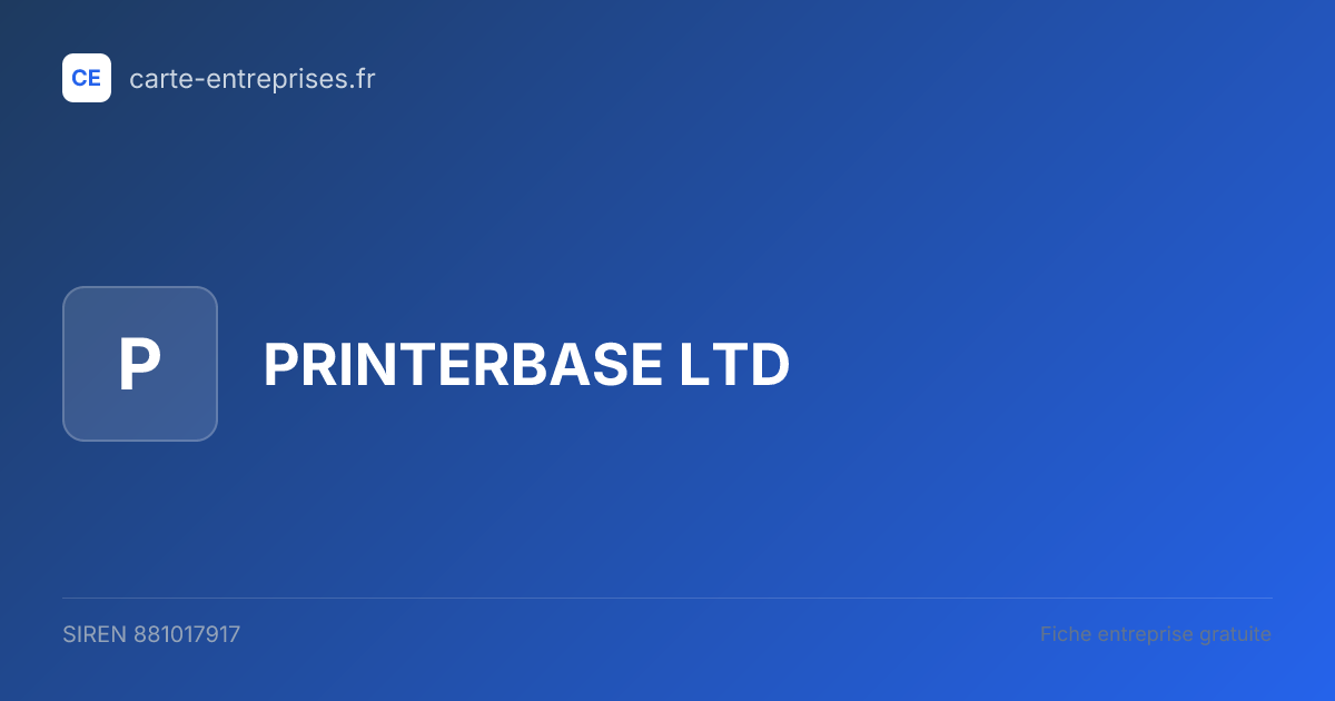 PRINTERBASE LTD — 881017917 — fiche entreprise