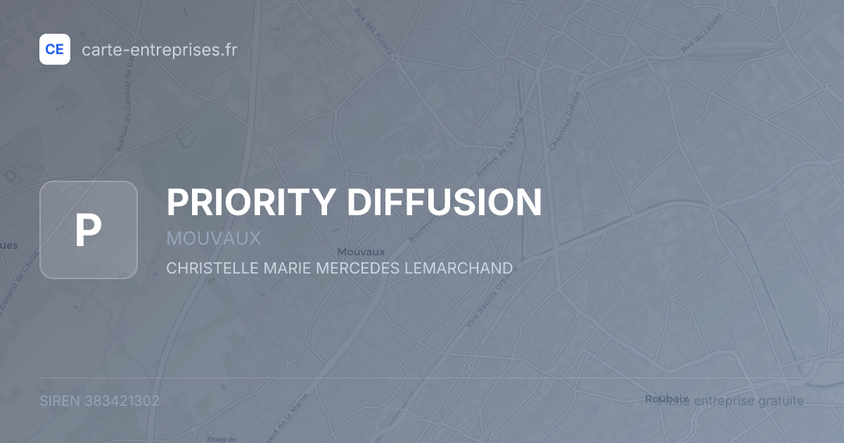 PRIORITY DIFFUSION — 383421302 — fiche entreprise