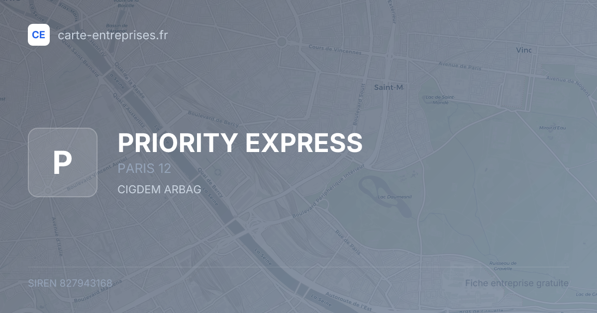PRIORITY EXPRESS — 827943168 — fiche entreprise