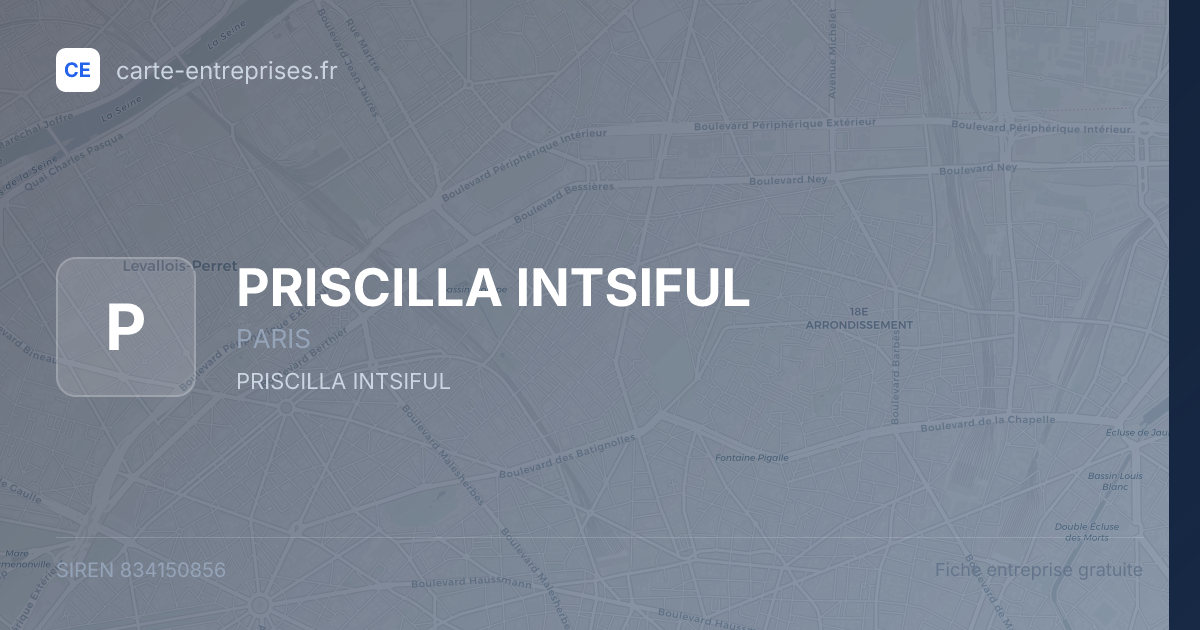 PRISCILLA INTSIFUL — 834150856 — fiche entreprise