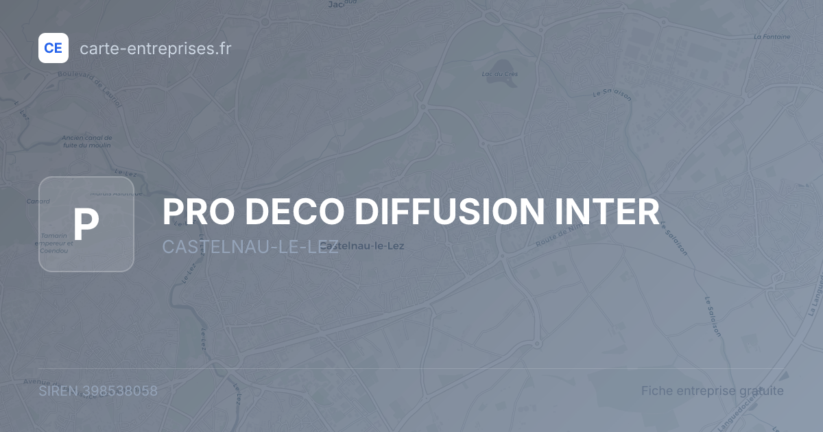 PRO DECO DIFFUSION INTER — 398538058 — fiche entreprise