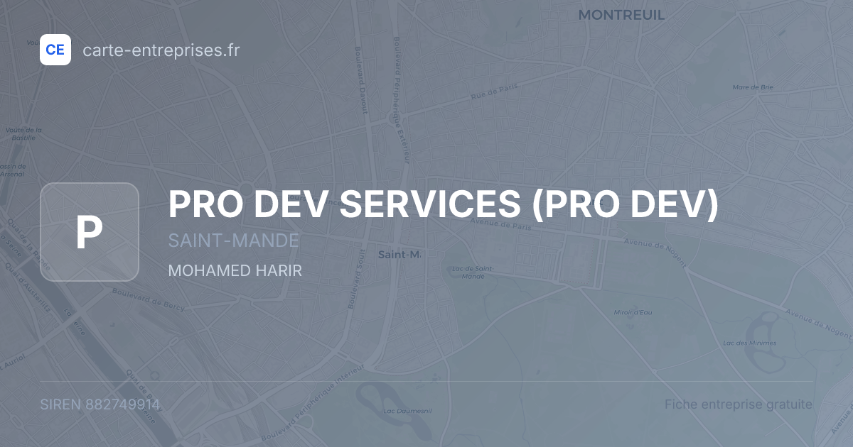 PRO DEV SERVICES (PRO DEV) — 882749914 — fiche entreprise