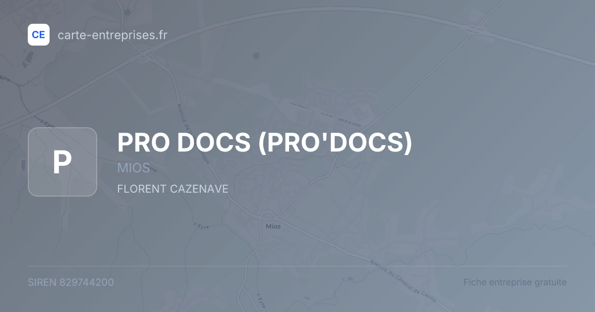 PRO DOCS (PRO'DOCS) — 829744200 — fiche entreprise