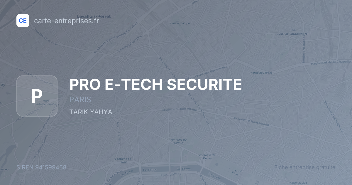 PRO E-TECH SECURITE — 941599458 — fiche entreprise
