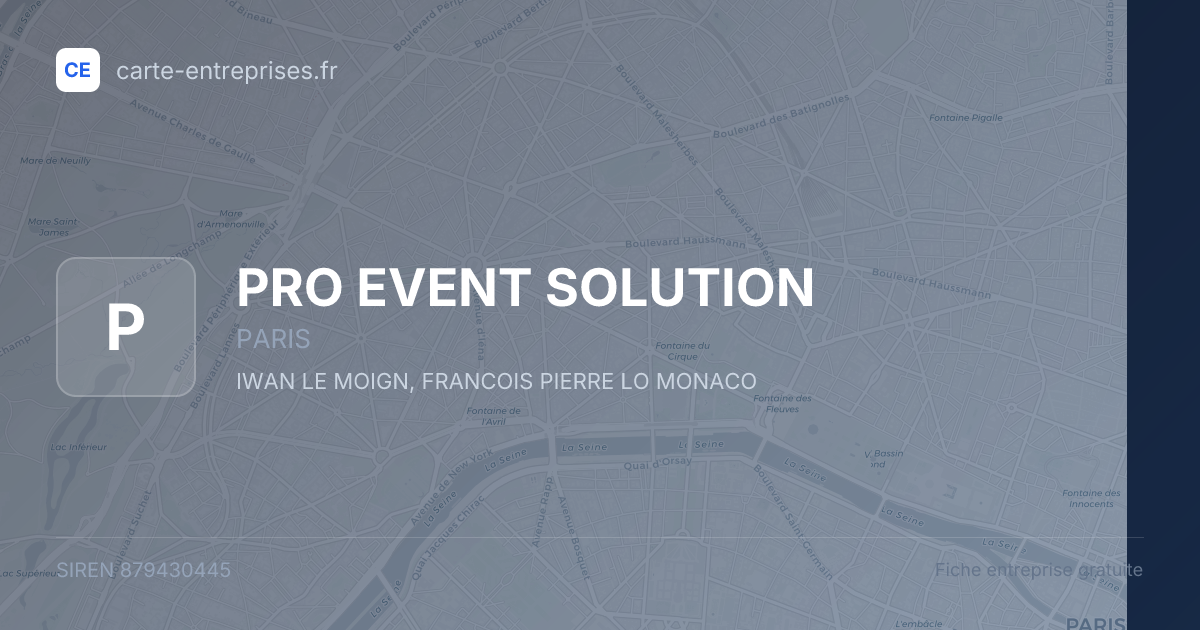 PRO EVENT SOLUTION — 879430445 — fiche entreprise