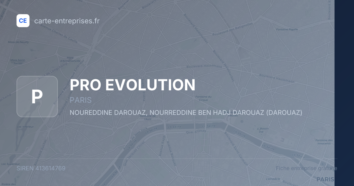 PRO EVOLUTION — 413614769 — fiche entreprise