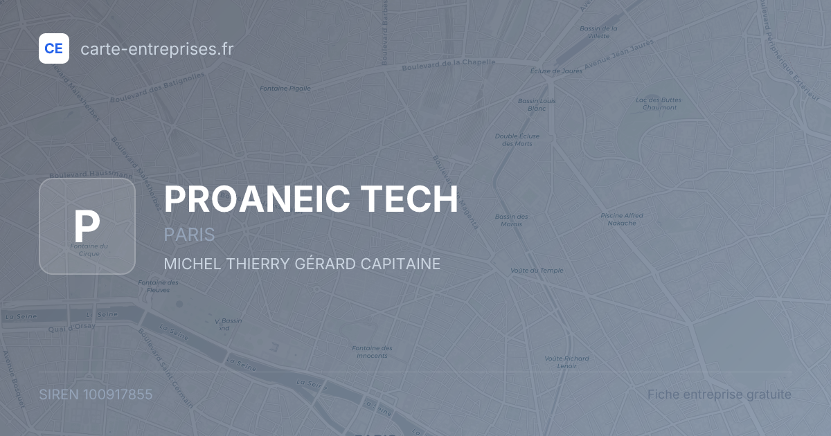 PROANEIC TECH — 100917855 — fiche entreprise