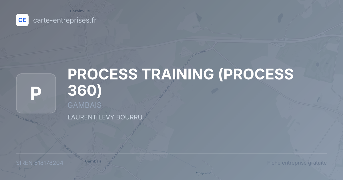 PROCESS TRAINING (PROCESS 360) — 818178204 — fiche entreprise