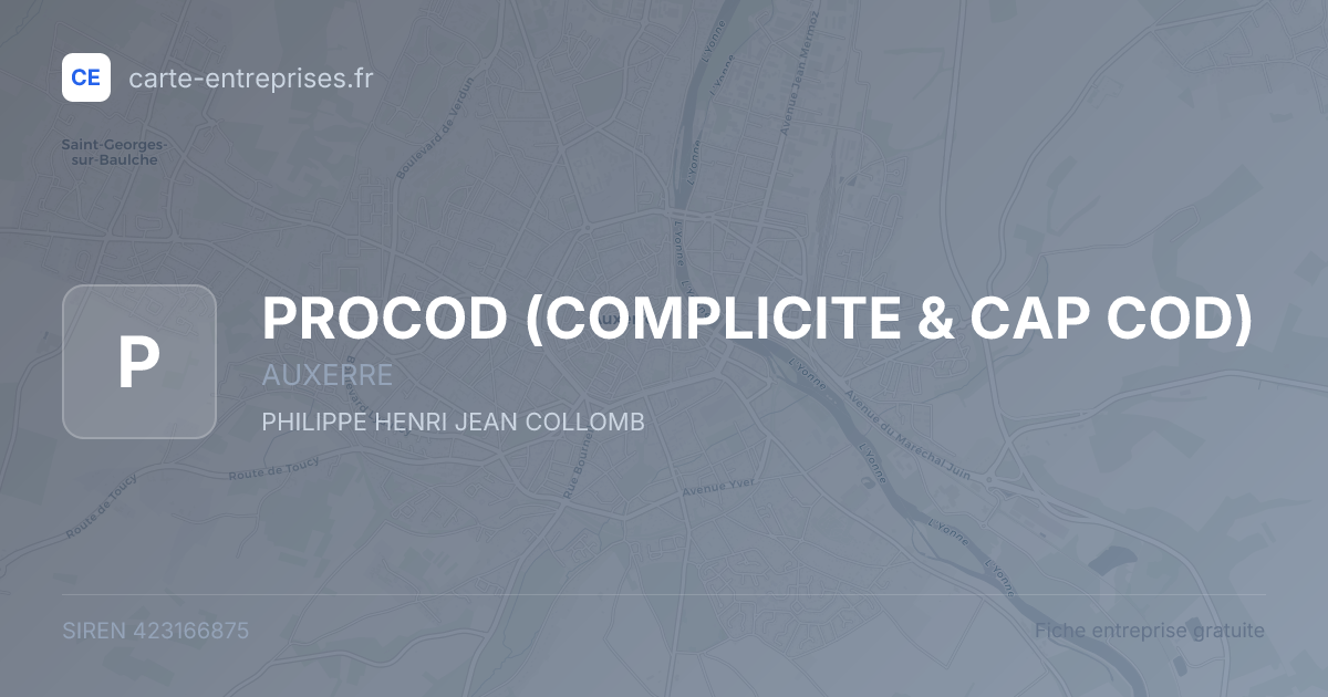 PROCOD (COMPLICITE & CAP COD) — 423166875 — fiche entreprise