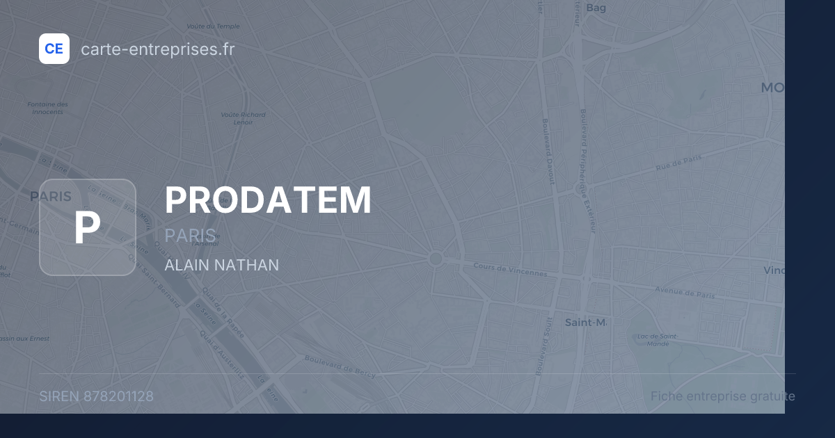 PRODATEM — 878201128 — fiche entreprise