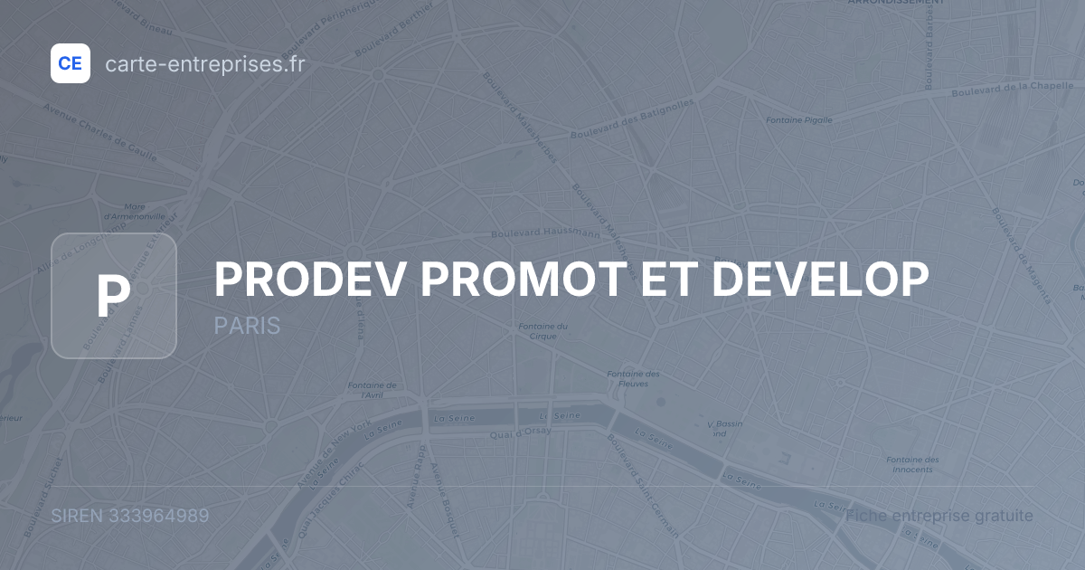 PRODEV PROMOT ET DEVELOP — 333964989 — fiche entreprise