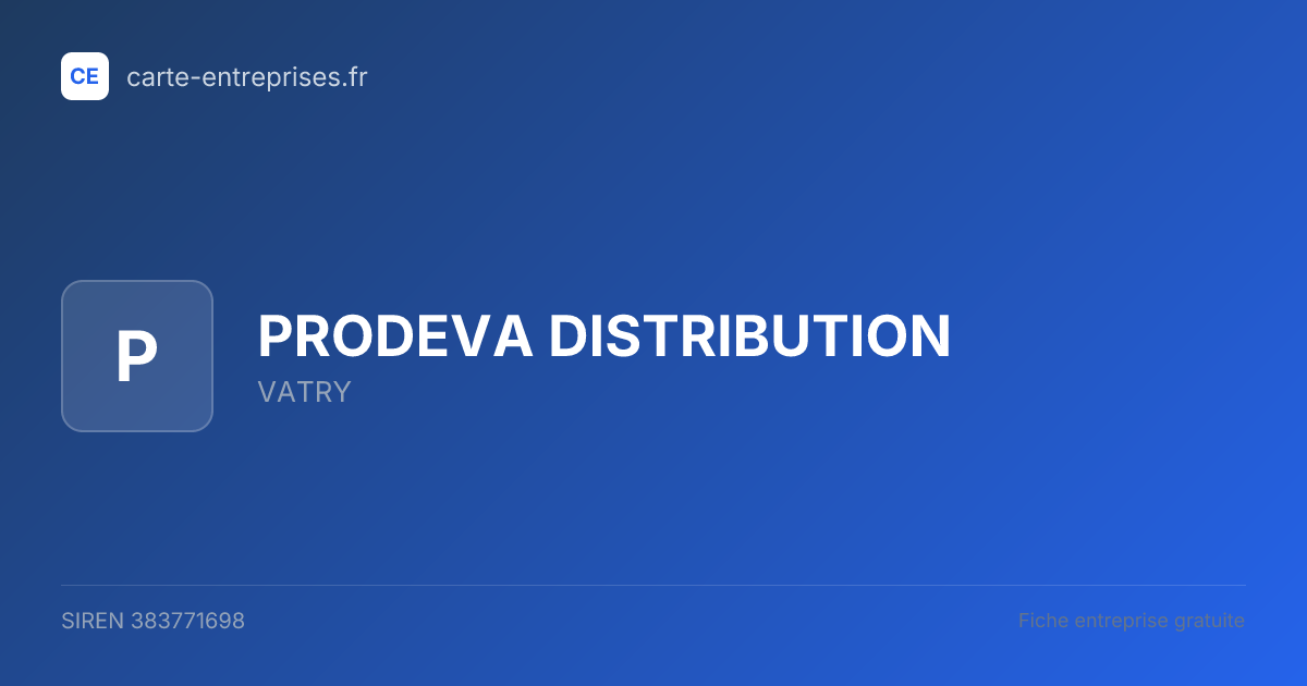 PRODEVA DISTRIBUTION — 383771698 — fiche entreprise
