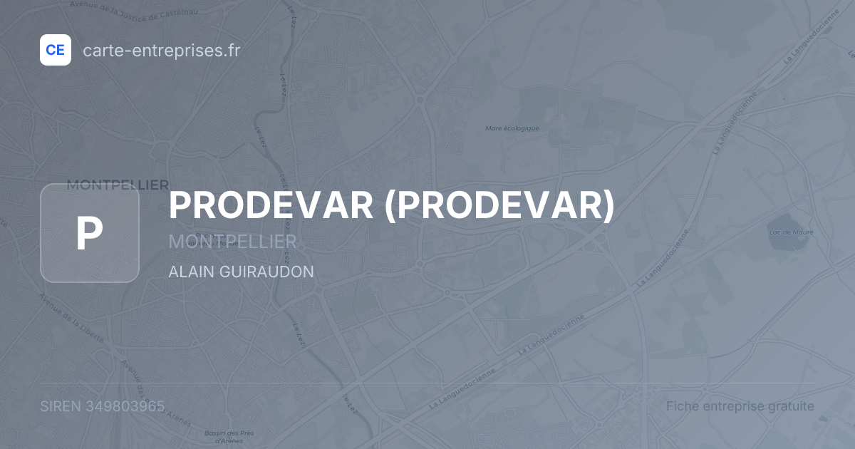 PRODEVAR — 349803965 — fiche entreprise