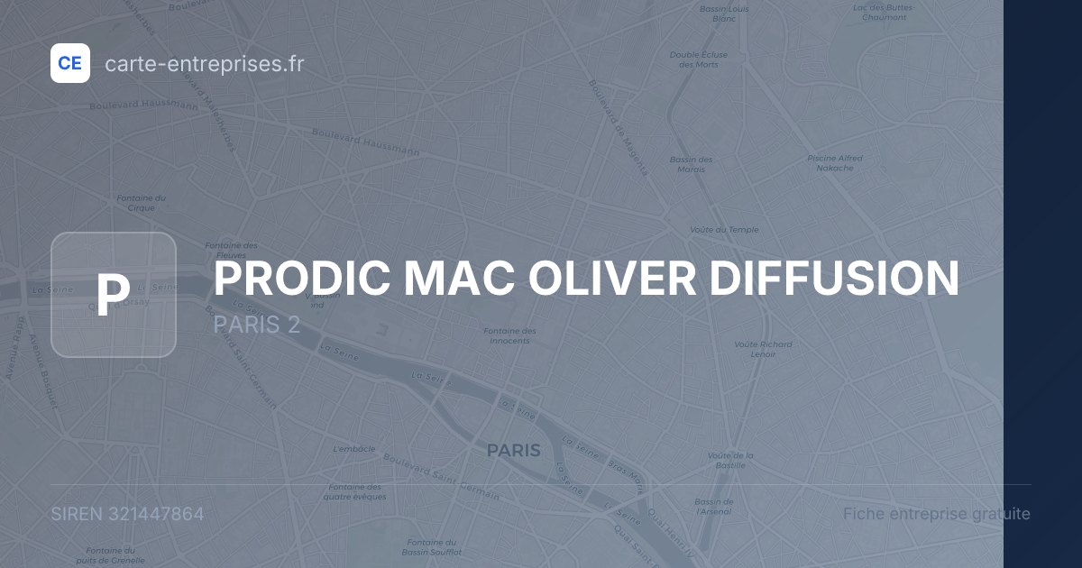 PRODIC MAC OLIVER DIFFUSION — 321447864 — fiche entreprise