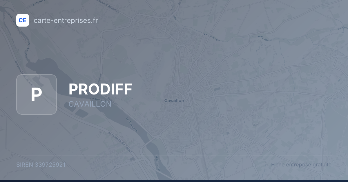 PRODIFF — 339725921 — fiche entreprise