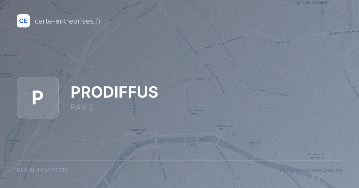PRODIFFUS — 343624615 — fiche entreprise