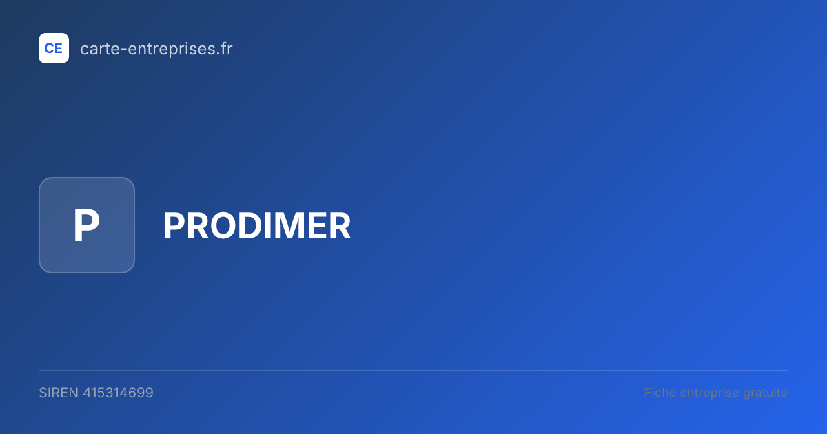 PRODIMER — 415314699 — fiche entreprise