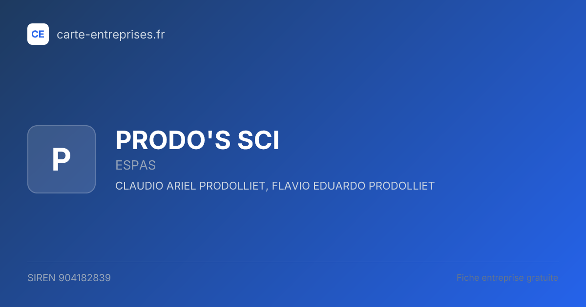 PRODO'S SCI — 904182839 — fiche entreprise