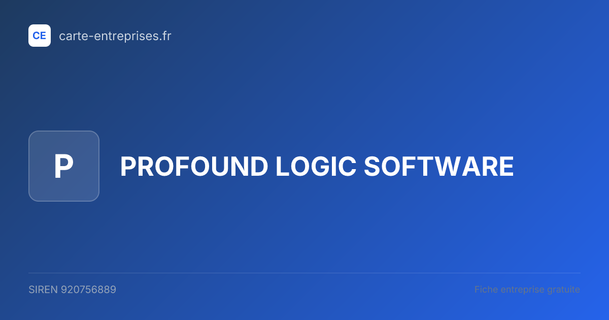 PROFOUND LOGIC SOFTWARE — 920756889 — fiche entreprise