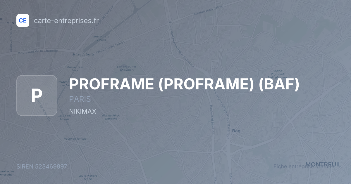 PROFRAME (PROFRAME) (BAF) — 523469997 — fiche entreprise