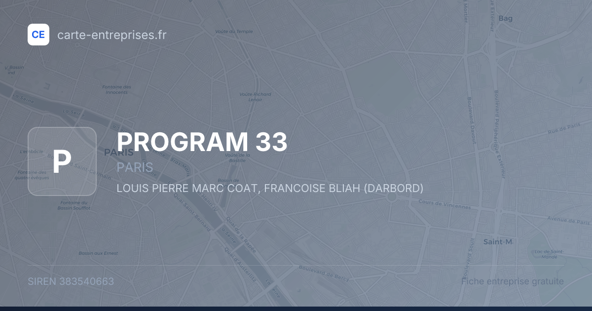 PROGRAM 33 — 383540663 — fiche entreprise