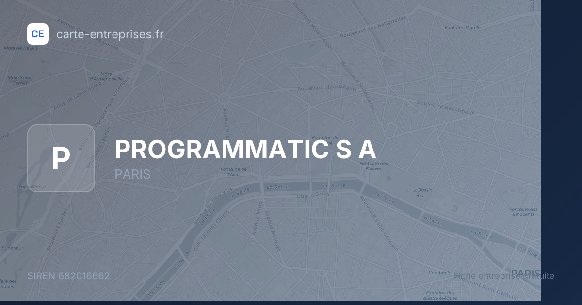 PROGRAMMATIC S A — 682016662 — fiche entreprise