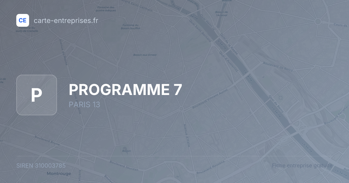 PROGRAMME 7 — 310003785 — fiche entreprise
