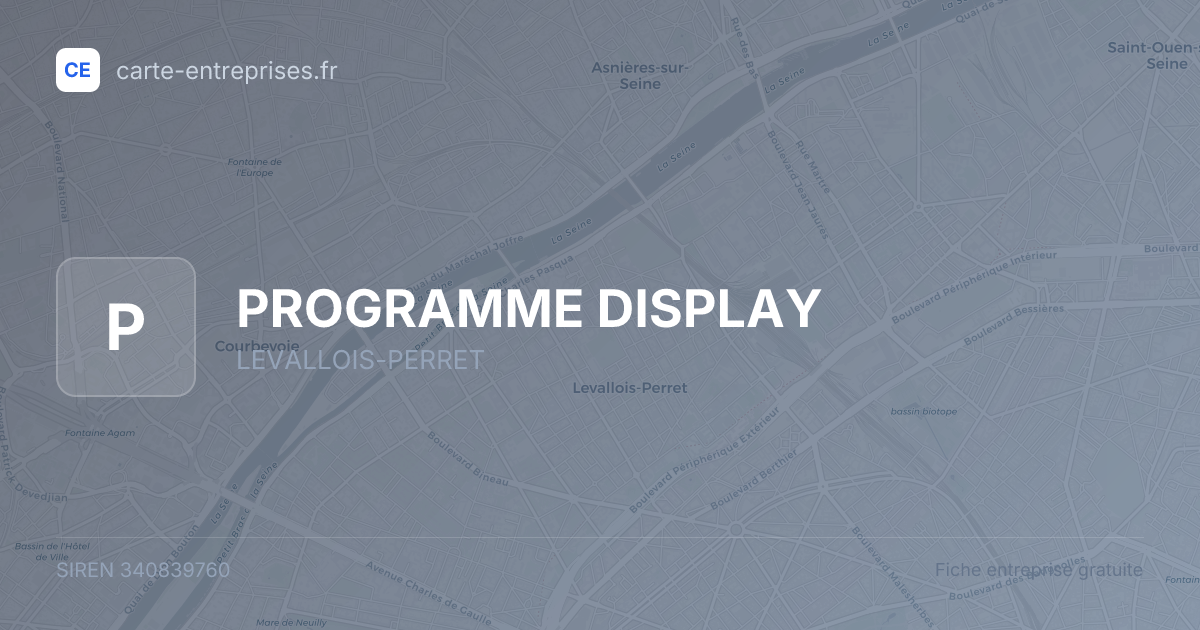 PROGRAMME DISPLAY — 340839760 — fiche entreprise