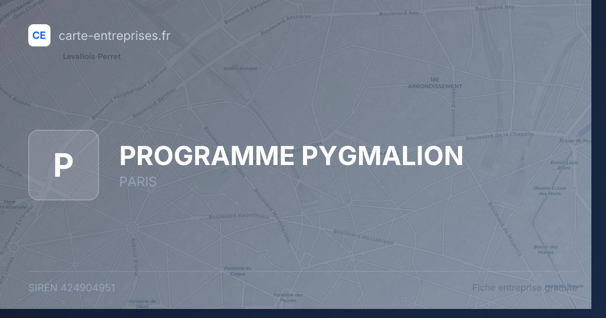 PROGRAMME PYGMALION — 424904951 — fiche entreprise