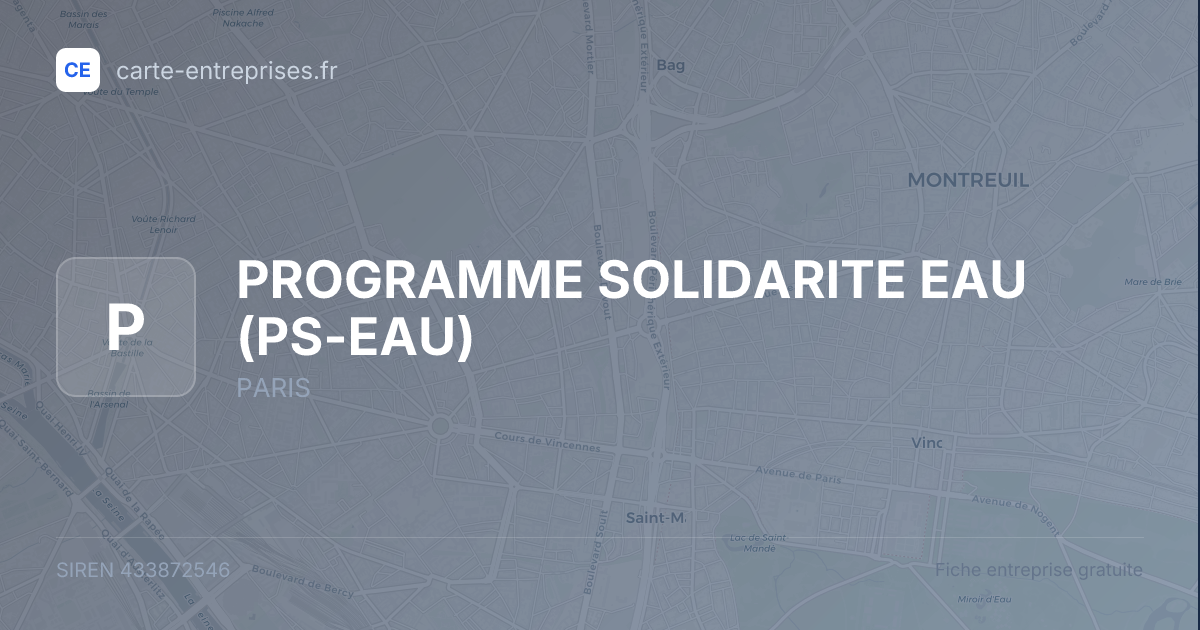 PROGRAMME SOLIDARITE EAU (PS-EAU) — 433872546 — fiche entreprise