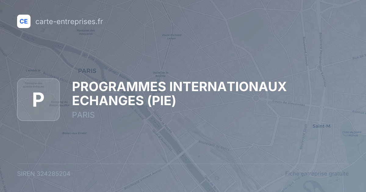 PROGRAMMES INTERNATIONAUX ECHANGES (PIE) — 324285204 — fiche entreprise