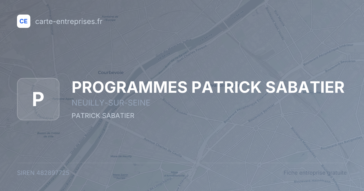 PROGRAMMES PATRICK SABATIER — 482897725 — fiche entreprise