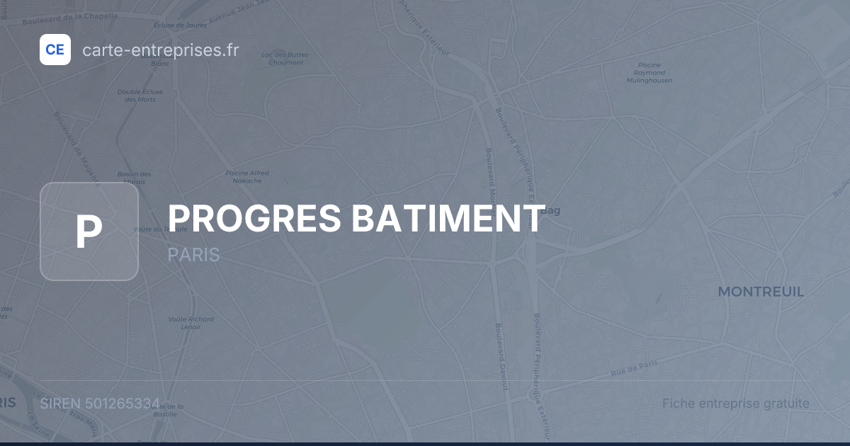 PROGRES BATIMENT — 501265334 — fiche entreprise