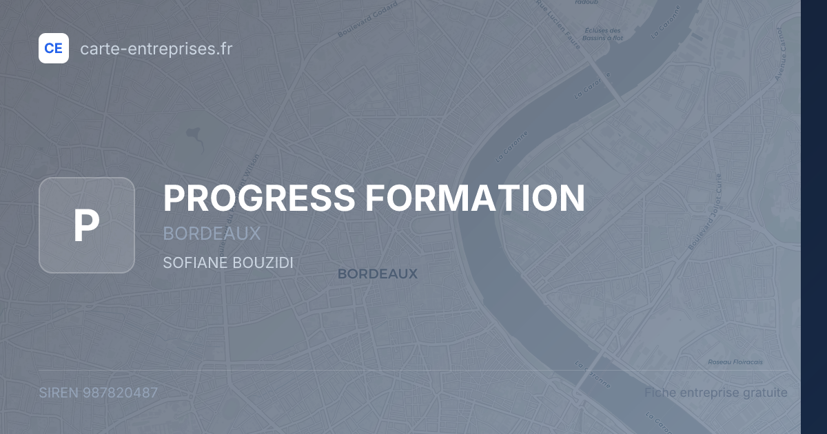 PROGRESS FORMATION — 987820487 — fiche entreprise