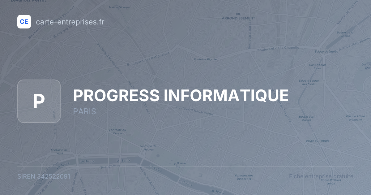 PROGRESS INFORMATIQUE — 342522091 — fiche entreprise