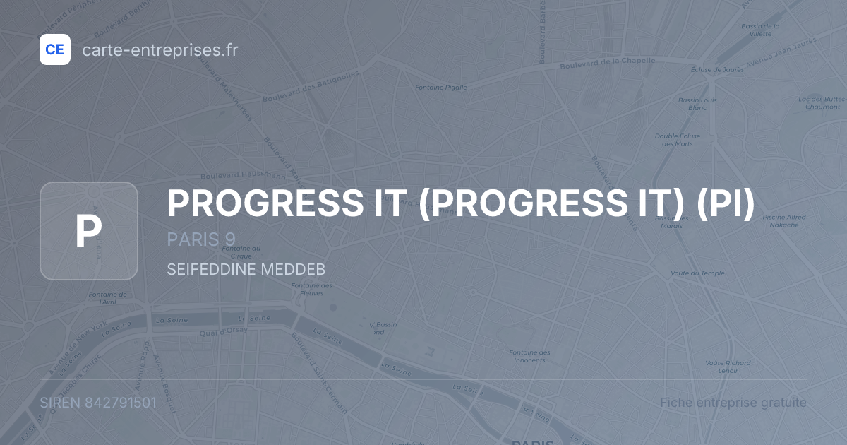 PROGRESS IT (PROGRESS IT) (PI) — 842791501 — fiche entreprise