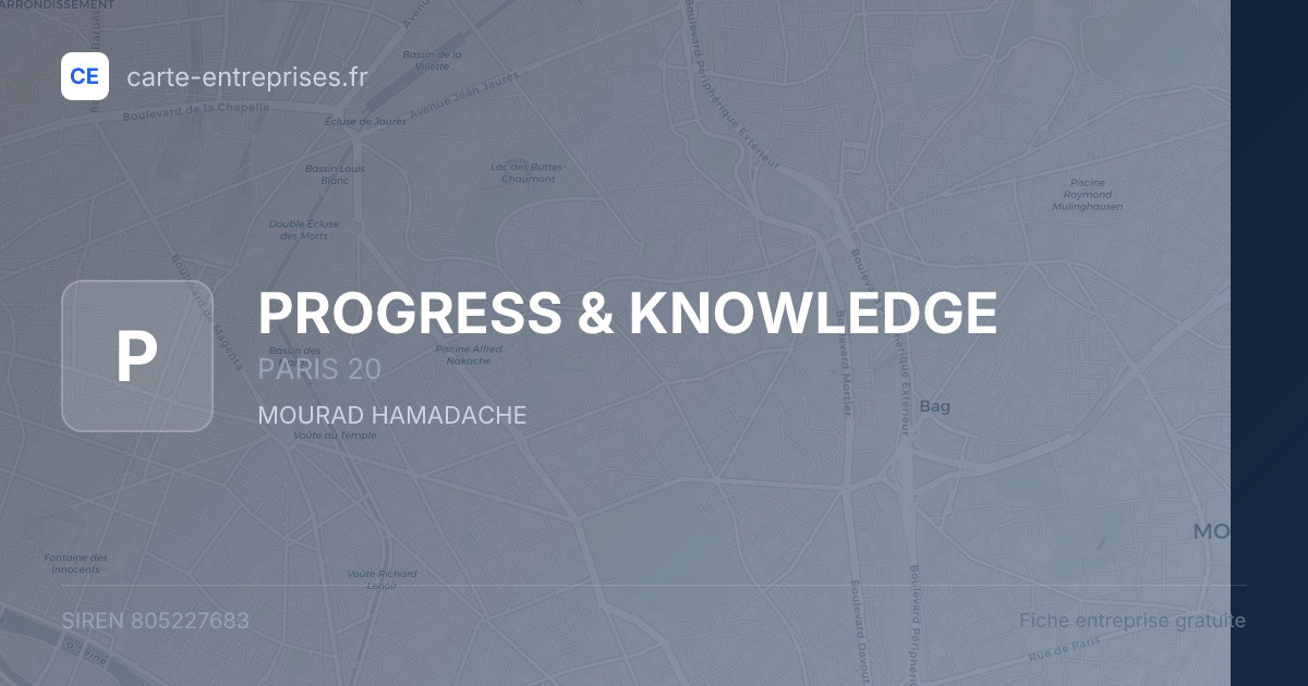 PROGRESS & KNOWLEDGE — 805227683 — fiche entreprise