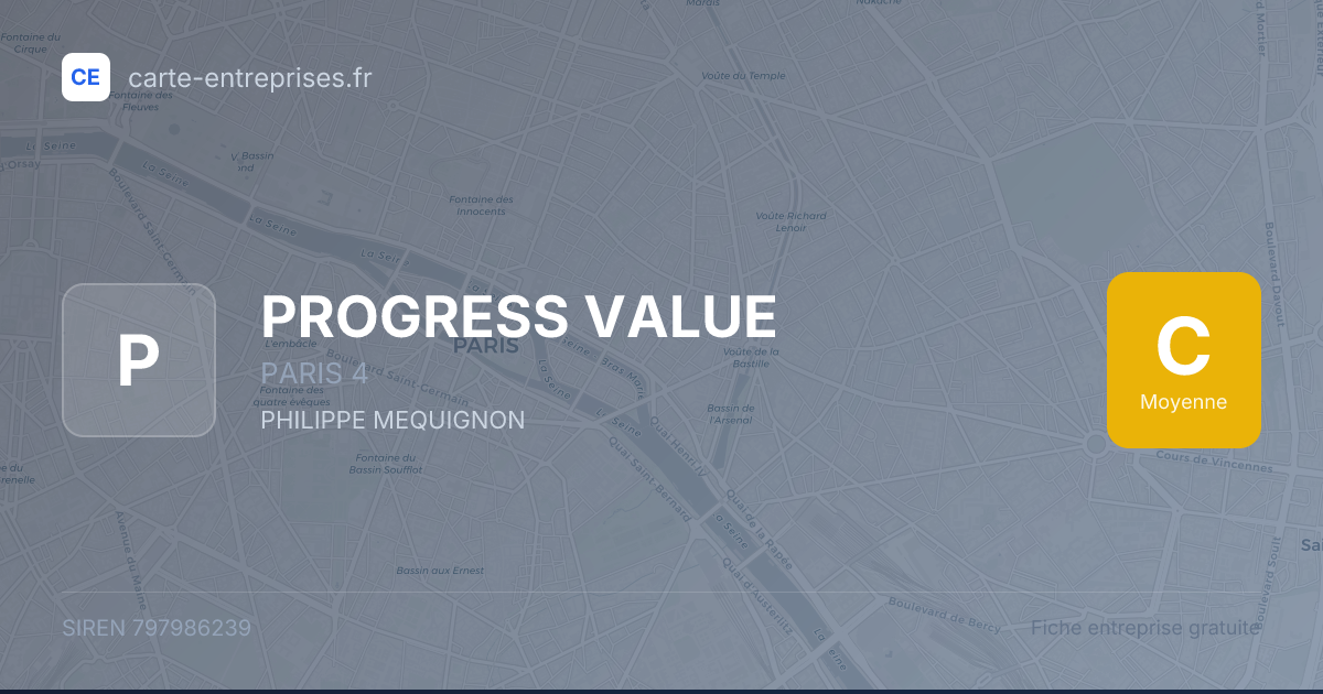 PROGRESS VALUE — 797986239 — fiche entreprise