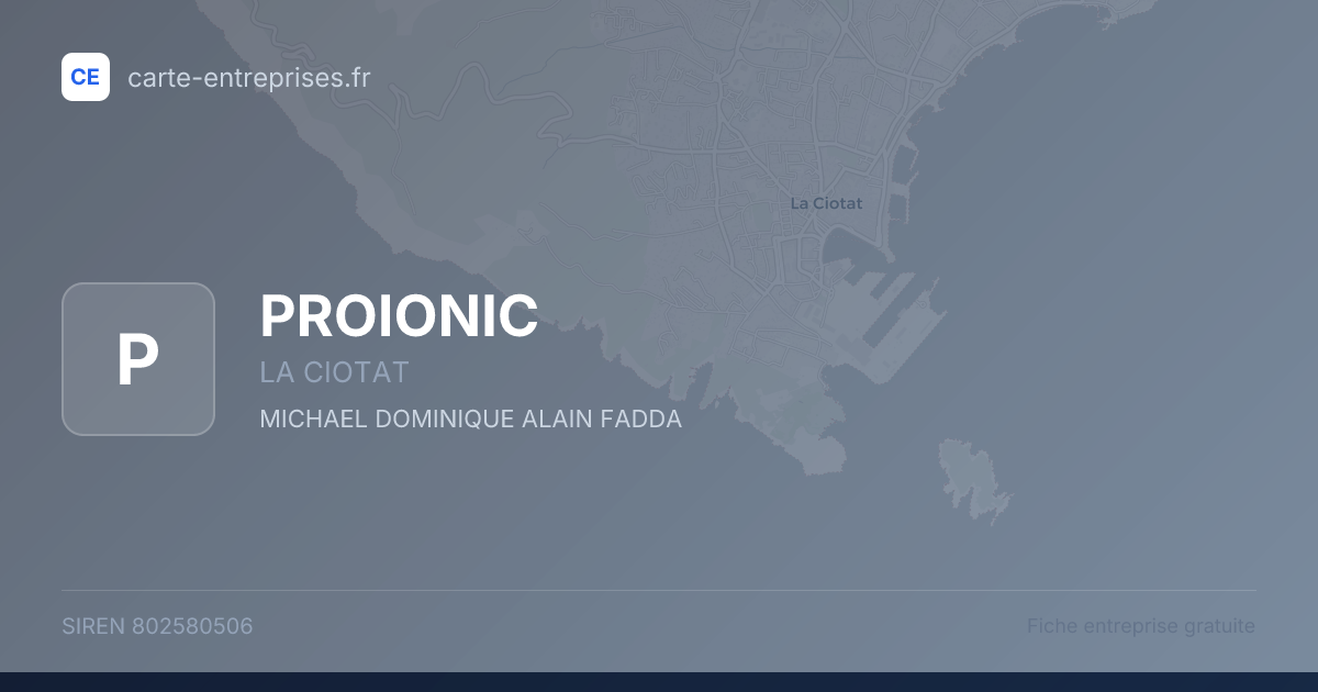 PROIONIC — 802580506 — fiche entreprise
