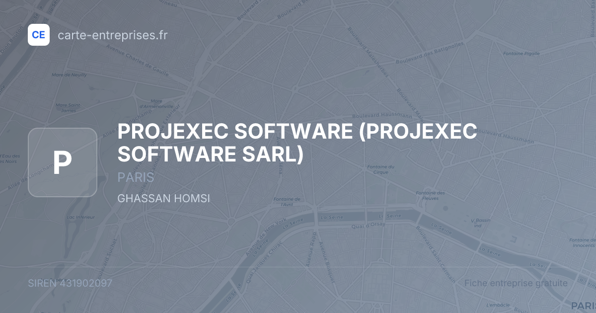 PROJEXEC SOFTWARE (PROJEXEC SOFTWARE SARL) — 431902097 — fiche entreprise