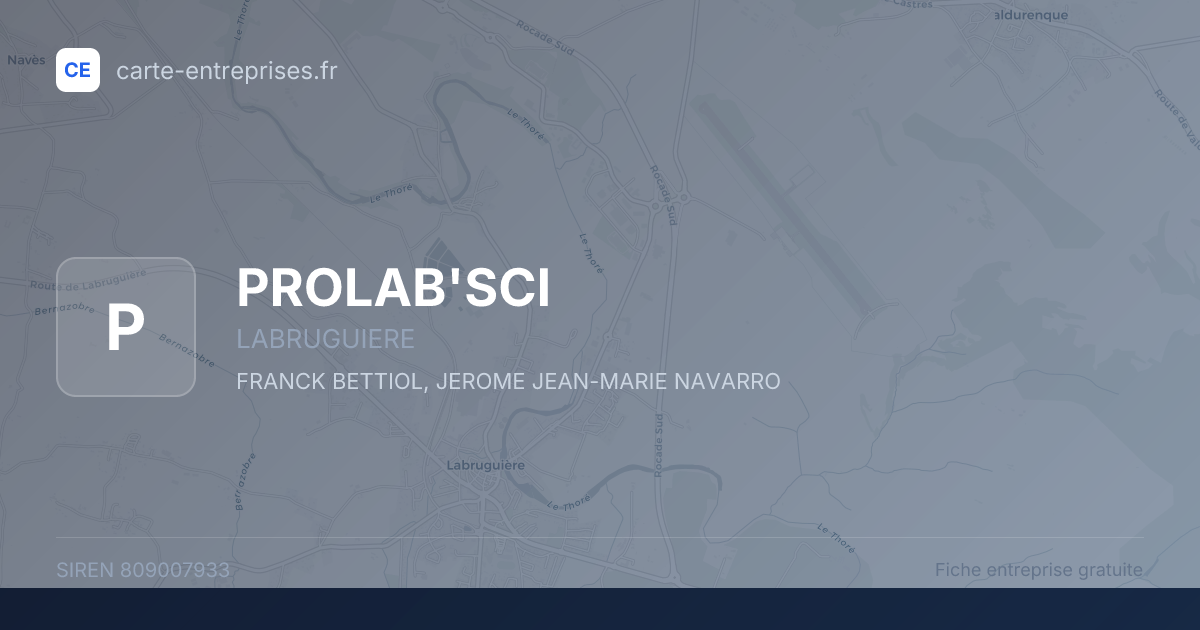 PROLAB'SCI — 809007933 — fiche entreprise