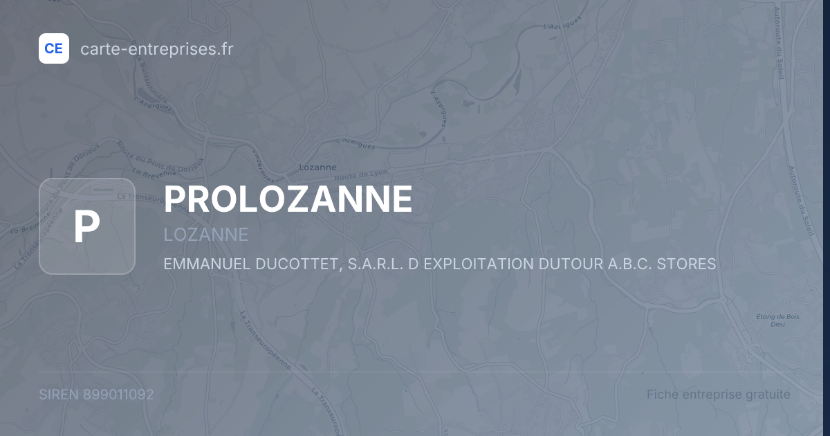 PROLOZANNE — 899011092 — fiche entreprise