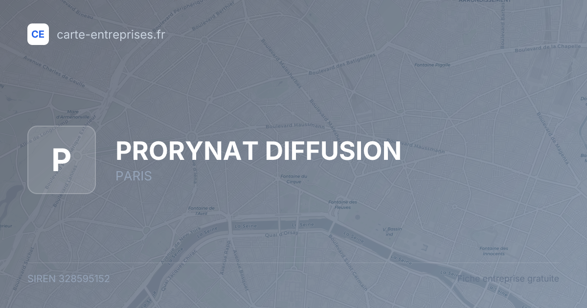 PRORYNAT DIFFUSION — 328595152 — fiche entreprise