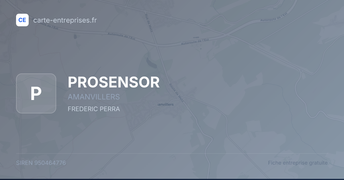 PROSENSOR — 950464776 — fiche entreprise