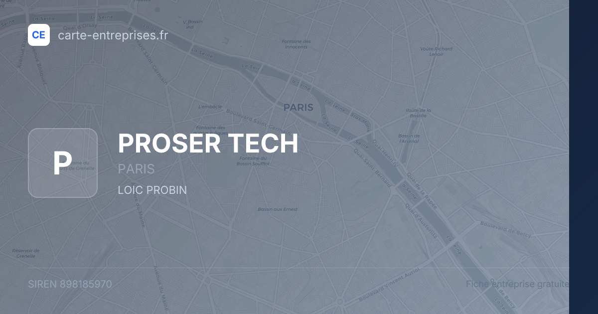 PROSER TECH — 898185970 — fiche entreprise