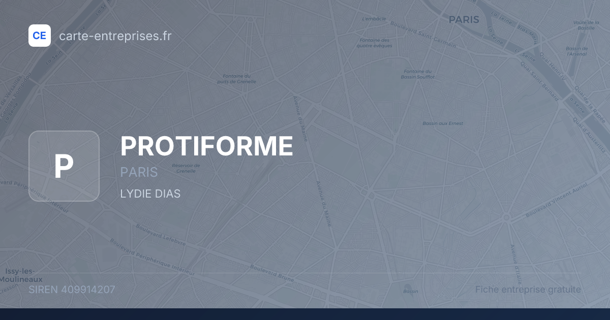 PROTIFORME — 409914207 — fiche entreprise