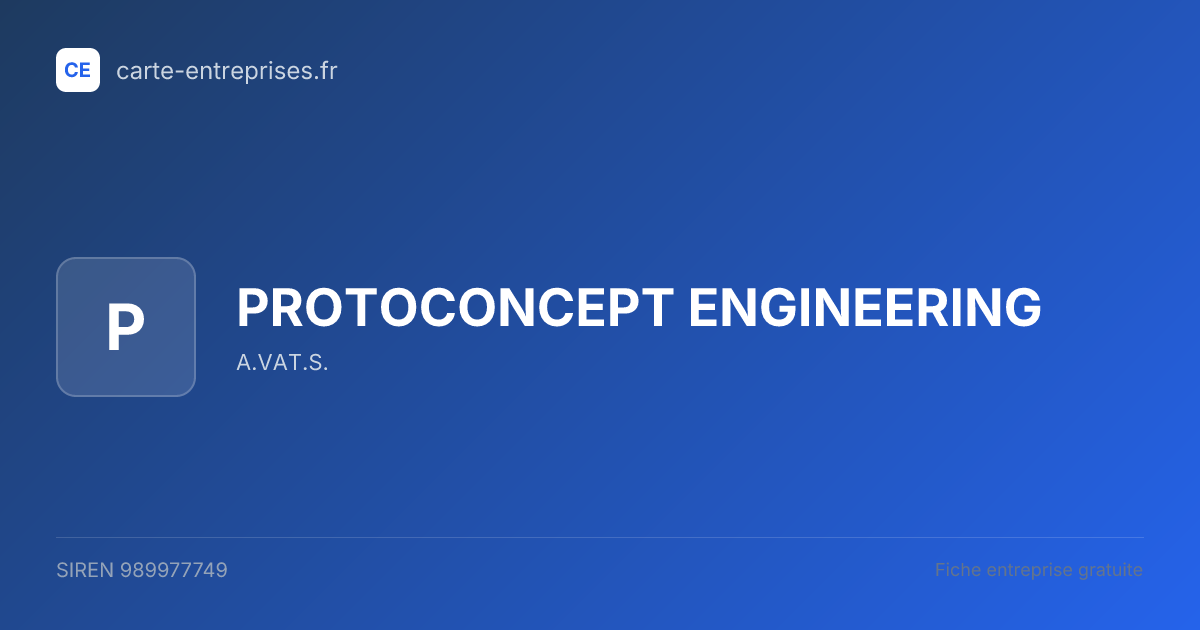 PROTOCONCEPT ENGINEERING — 989977749 — fiche entreprise